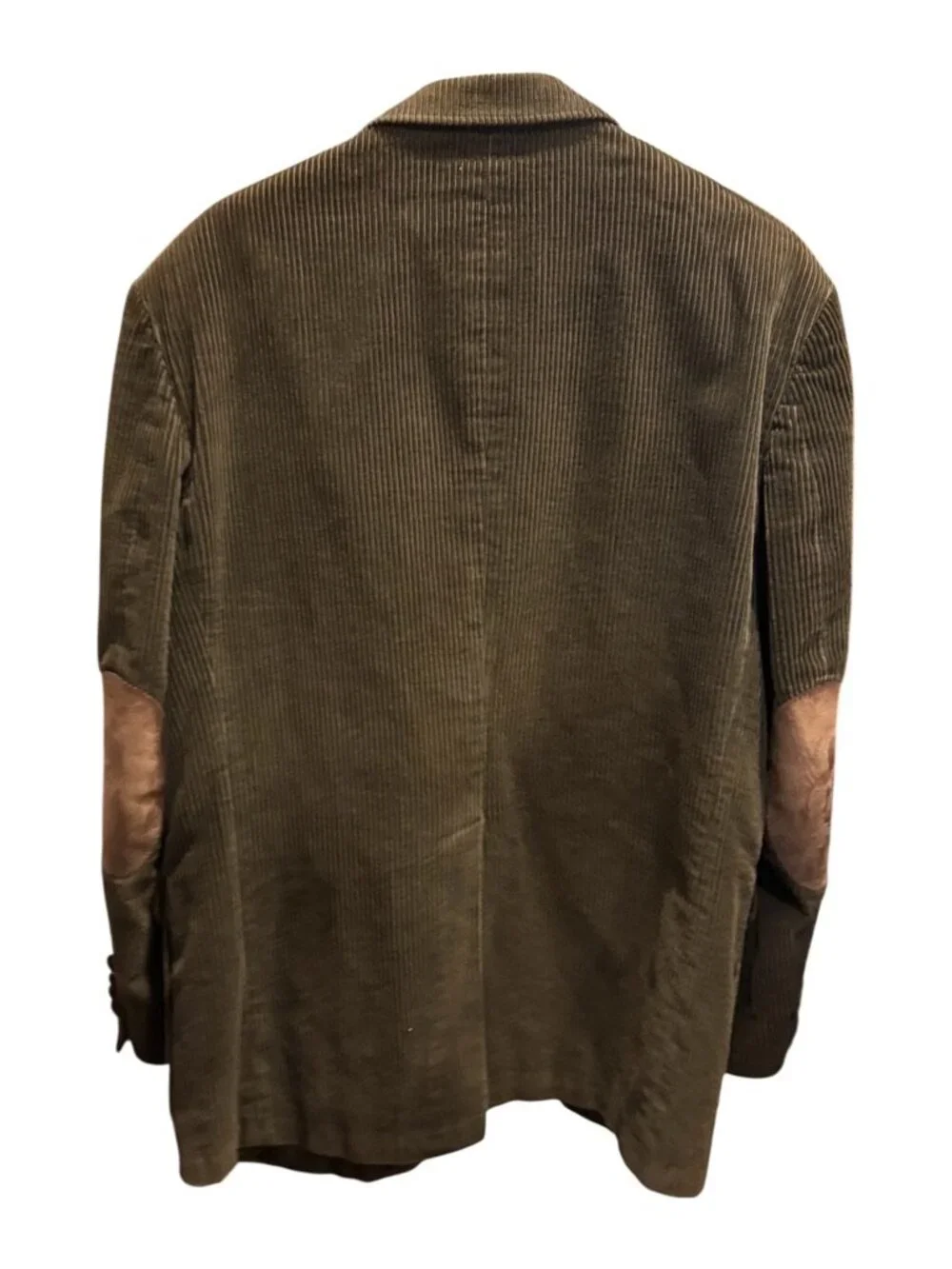 Lands' End Corduroy Sport Coat Blazer Men's 42R Olive Green Elbow Patch USA Made
